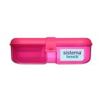 Sistema Lunch Ribbon 3 rekeszes ételhordó doboz joghurt tartóval -1,1 liter - rózsaszin
