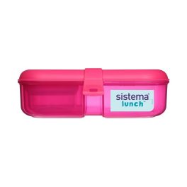   Sistema Lunch Ribbon 3 rekeszes ételhordó doboz joghurt tartóval -1,1 liter - rózsaszin