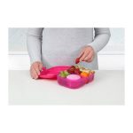 Sistema Lunch Ribbon 3 rekeszes ételhordó doboz joghurt tartóval -1,1 liter - rózsaszin