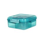 Sistema Ocean Bound Bento Cube Ételtároló doboz három rekeszes, joghurt tartóval és 2 tálcával 1,25 l - menta