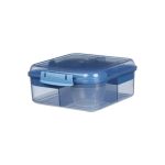 Sistema Ocean Bound Bento Cube Ételtároló doboz három rekeszes, joghurt tartóval és 2 tálcával 1,25 l - kék