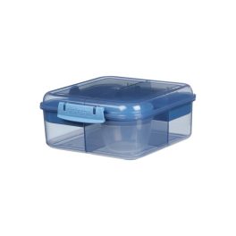   Sistema Ocean Bound Bento Cube Ételtároló doboz három rekeszes, joghurt tartóval és 2 tálcával 1,25 l - kék