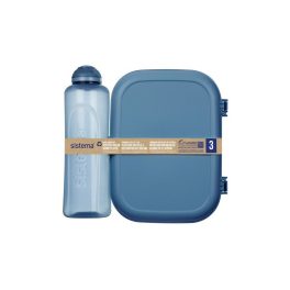  Sistema Ocean Bound háromrekeszes uzsonnásdoboz 1,1 l-es joghurtos tartállyal, + Swift Squeeze kulacs 480 ml kék