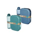Sistema Ocean Bound háromrekeszes uzsonnásdoboz 1,1 l-es joghurtos tartállyal, + Swift Squeeze kulacs 480 ml kék