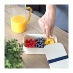 Livoo hermetikusan záródó ételhordó doboz (krémszínű, kék pánttal)