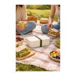 Livoo hermetikusan záródó ételhordó doboz (krémszínű, zöld pánttal)